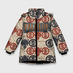 Куртка зимняя для девочки Valheim символы викингов, цвет: 3D-черный