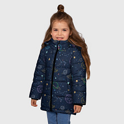 Куртка зимняя для девочки Созвездия, цвет: 3D-черный — фото 2