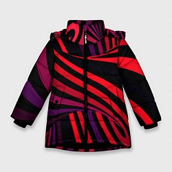 Куртка зимняя для девочки Оптическая иллюзия, цвет: 3D-черный