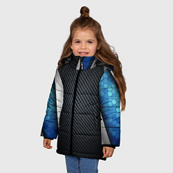 Куртка зимняя для девочки Хромированная 3D броня, цвет: 3D-черный — фото 2
