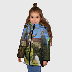 Куртка зимняя для девочки Шрек, Кот и Осёл, цвет: 3D-светло-серый — фото 2