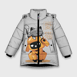 Куртка зимняя для девочки Cat and Robot ЛСР, цвет: 3D-черный