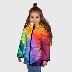 Куртка зимняя для девочки Радужная геометрия, цвет: 3D-черный — фото 2