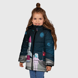 Куртка зимняя для девочки Астронавт покоряет космос, цвет: 3D-красный — фото 2