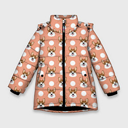Куртка зимняя для девочки Звери Корги, цвет: 3D-черный