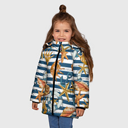 Куртка зимняя для девочки Тельняшка, цвет: 3D-черный — фото 2
