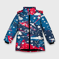 Куртка зимняя для девочки День победы, цвет: 3D-черный