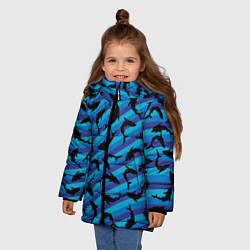 Куртка зимняя для девочки Черные акулы паттерн, цвет: 3D-черный — фото 2