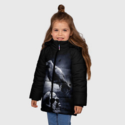 Куртка зимняя для девочки ЧЕРЕП И ВОРОН, цвет: 3D-черный — фото 2