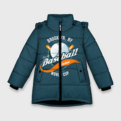 Куртка зимняя для девочки Бейсбол, цвет: 3D-черный