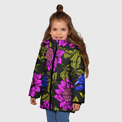Куртка зимняя для девочки Цветочный Паттерн, цвет: 3D-красный — фото 2