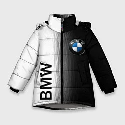 Куртка зимняя для девочки Black and White BMW, цвет: 3D-светло-серый