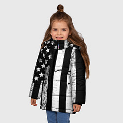 Куртка зимняя для девочки ЗВЕЗДНО-ПОЛОСАТЫЙ, цвет: 3D-черный — фото 2