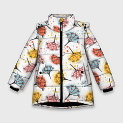 Зимняя куртка для девочки Абстрактные цветы одуванчики