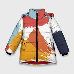 Куртка зимняя для девочки Цветные пятна, мазки кистью, цвет: 3D-красный