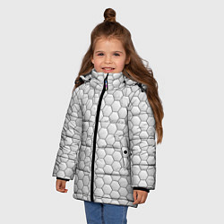 Куртка зимняя для девочки Белая броня на тёмном фоне, цвет: 3D-черный — фото 2