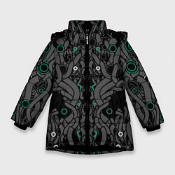 Куртка зимняя для девочки Круги во тьме, цвет: 3D-черный