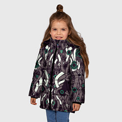 Куртка зимняя для девочки Абстрактная фантастика, цвет: 3D-черный — фото 2