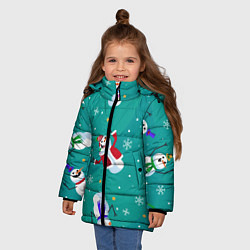 Куртка зимняя для девочки РазНые Снеговики, цвет: 3D-светло-серый — фото 2