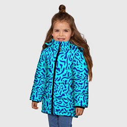 Куртка зимняя для девочки Неоновые синие узоры, цвет: 3D-черный — фото 2