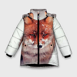 Куртка зимняя для девочки Лисица и снег, цвет: 3D-черный