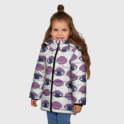 Куртка зимняя для девочки Глаза фиолетовые, цвет: 3D-черный — фото 2