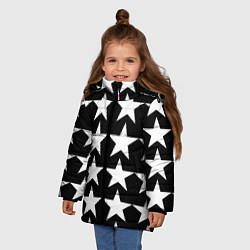 Куртка зимняя для девочки Белые звёзды на чёрном фоне, цвет: 3D-черный — фото 2