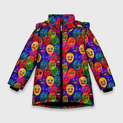 Куртка зимняя для девочки Воздушные Шарики, цвет: 3D-черный