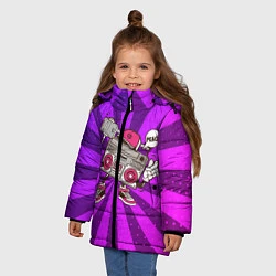Куртка зимняя для девочки Магнитофон делает сэлфи, цвет: 3D-светло-серый — фото 2