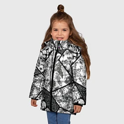 Куртка зимняя для девочки Цветочный Кинцуги Kintsugi, цвет: 3D-черный — фото 2