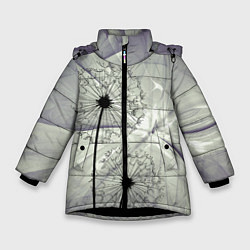 Куртка зимняя для девочки Одуванчики, цвет: 3D-черный