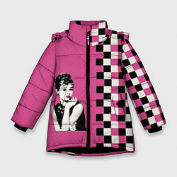 Куртка зимняя для девочки Энди Уорхолл Одри Хебберн, цвет: 3D-черный