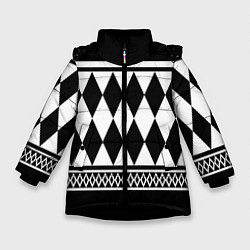 Куртка зимняя для девочки Абстракционизм, цвет: 3D-черный