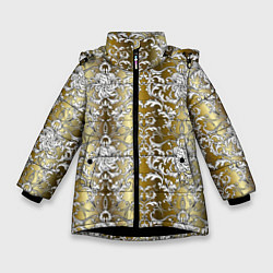 Куртка зимняя для девочки Versace gold & white, цвет: 3D-черный