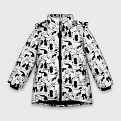 Куртка зимняя для девочки Коровы, цвет: 3D-черный