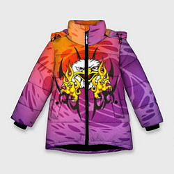 Куртка зимняя для девочки Орел с узором, цвет: 3D-черный
