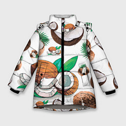 Куртка зимняя для девочки Кокосы, цвет: 3D-светло-серый