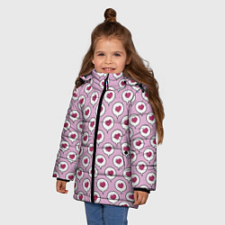 Куртка зимняя для девочки Сердечки в облачках, цвет: 3D-черный — фото 2