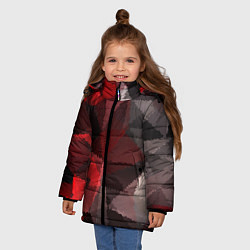 Куртка зимняя для девочки Серо-красная абстракция, цвет: 3D-красный — фото 2