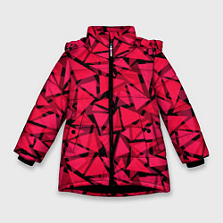 Зимняя куртка для девочки Красно-черный полигональный
