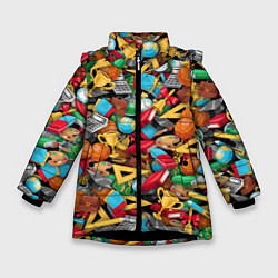 Куртка зимняя для девочки Снова в школу, цвет: 3D-черный