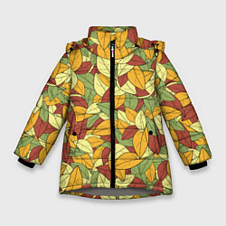 Куртка зимняя для девочки Яркие осенние листья, цвет: 3D-светло-серый