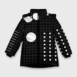 Куртка зимняя для девочки Черно-белые фигуры 3D, цвет: 3D-черный