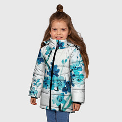 Куртка зимняя для девочки Голубая сакура, цвет: 3D-красный — фото 2