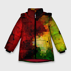 Куртка зимняя для девочки Абстрактная мазаика витраж, цвет: 3D-красный