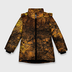 Куртка зимняя для девочки Желто-черная текстура камня, цвет: 3D-черный