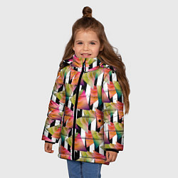 Куртка зимняя для девочки Абстрактный полосатый узор, цвет: 3D-черный — фото 2