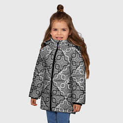 Куртка зимняя для девочки Черно-белый орнамент, цвет: 3D-красный — фото 2
