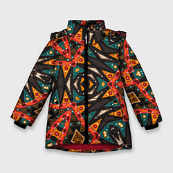 Куртка зимняя для девочки Абстрактный арабский узор, цвет: 3D-красный