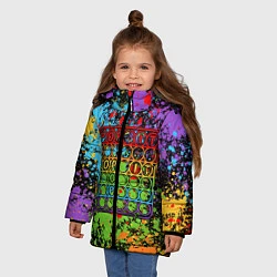 Куртка зимняя для девочки POP IT БРЫЗГИ КРАСОК ПОП ИТ, цвет: 3D-черный — фото 2